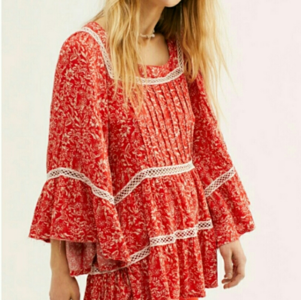 NWT Free People | orange boho flowy tunic | XS